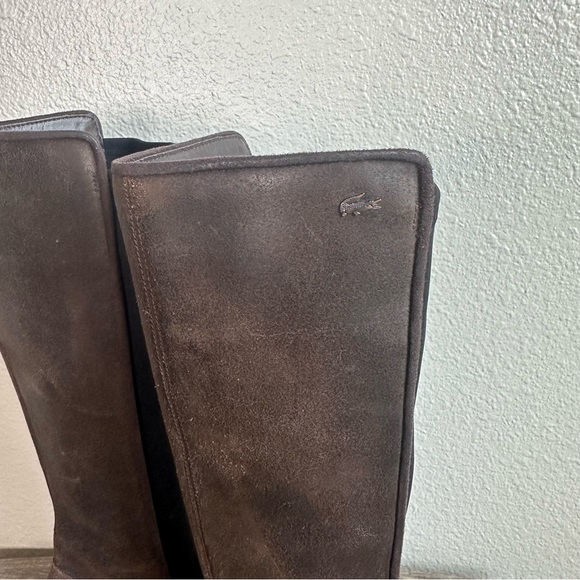 Lacoste Rosemont 5 CLW Leather Riding Boot Women’s Size 7 Elastic Calf Brown - Picture 2 of 9